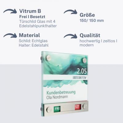Tuerschild Vitrum B Frei Besetzt Anzeige rot gruen Besprechnung